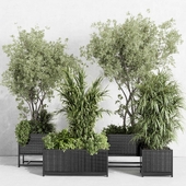 metal box plants on stand - set indoor plant 425 vray
