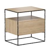 Dahlia Large Hand-Forged Steel and Oak Wood Nightstand with Storage (Crate and Barrel)