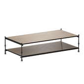 Estate Travertine and Metal Rectangular Coffee Table by Jake Arnold (Crate and Barrel)