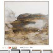 Gold Accent Large Abstract Neutral Wall Art C-1019