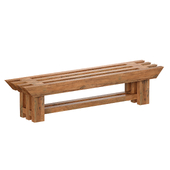Japanese style wooden slatted bench