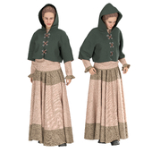 Medival Vintage Woman Outfit 02 Poses