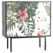 Black Boho nightstand with floral front