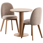 Round table galta central leg by Cluzel and Pluchon and Chair connubia tuka CB