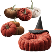 Pumpkin chair and decorative pillows