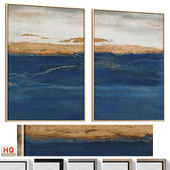 Blue Accent Abstract Textured Wall Art C-1028