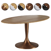 Hisia oval table made of solid wood oak + walnut