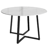Linden Round Marble Dining Table In Black Finish