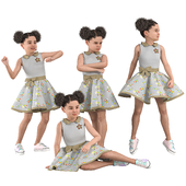 Child Girl in 4 Poses