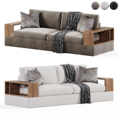 Vanguard embrace wood shelf arm sofa in beige