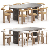Pair of Zita Dining Chair and Rosaline dining table