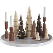 Decorative set of wooden Christmas trees