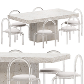 Stone table and Acrylic Chairs Dining group