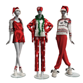 Mannequins in New Year&#39;s pajamas