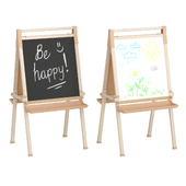 Freestanding wood art easel with chalk board and dry erase board