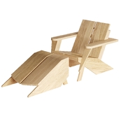 Paso Natural Teak Outdoor Adirondack Chair with Ottoman