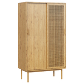 Шкаф Waska Sliding Door Oak Veneer & Rattan Double Wardrobe