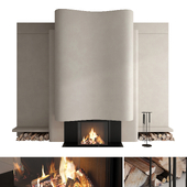Decorative wall with fireplace set 59
