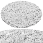 Round fur rug with long pile D 2000mm