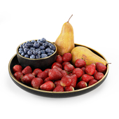 Plate with berries and pears