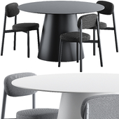 Circula Dining Table and Chair residence noir C 629 by Jean Couvreur