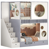 Кровать дизайнерская двухуровневая Kids room 20