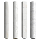 White marble columns with metal base
