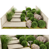 Topiary Boxwood Shrubs And Stair
