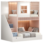 Кровать дизайнерская двухуровневая Kids room 24