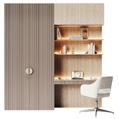 Compact workplace area with embossed panels