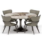 Dining group with table Apriori T 160x160 (reves noizette) and chairs Apriori S OM