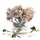 Bouquet of peonies in a glass vase