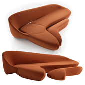 MOON SYSTEM Curved sofa with footstool