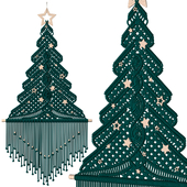 Macrame Christmas tree panel