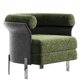 Boucle Upholstered Accent Chair with Round Back