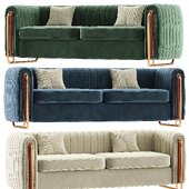 Modern Velvet Sofa Channel Tufted Arms and Back Green