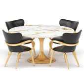 Dining group with table Apriori T 160x160 (calacatta gold) and chairs Apriori S OM