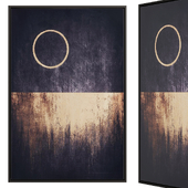 Black and Gold Full Moon Rises Canvas Wall Art.