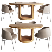 Oslo open round dining table and Collar dining chair