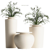 Plateia Ceramic White Earthenware Vases