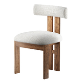 Chair with boucle fabric Armless Teak