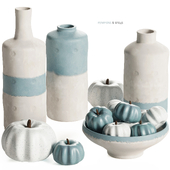 Pottery Barn - Mallory Blue & White Ceramic Vase Decoration Set