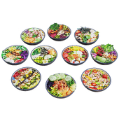 Bowls of mixed salads 3