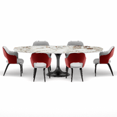 Dining group with table Apriori T 260x120 (breche) and chairs Apriori R OM