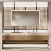 Bathroom furniture with light wall