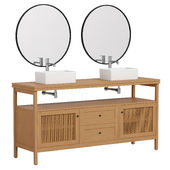 Bathroom furniture set Gabin Pine Double Sink Vanity Unit