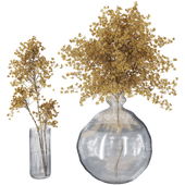 Decorative Yellow Dried Bouquet in Glass Vase 282