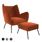 Bobby Orange Accent Chair & Footstool