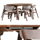 Kitchen table Plinto-1 Brown sliding, chair Jasper