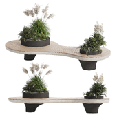 Concrete Flowerpot with Bench 08